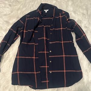 Sonoma Navy and Orange Plaid Button Down Shirt